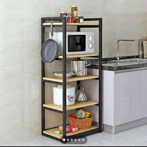 Multipurpose Microwave Stand 4 Wooden Layers by Bright House Bright House