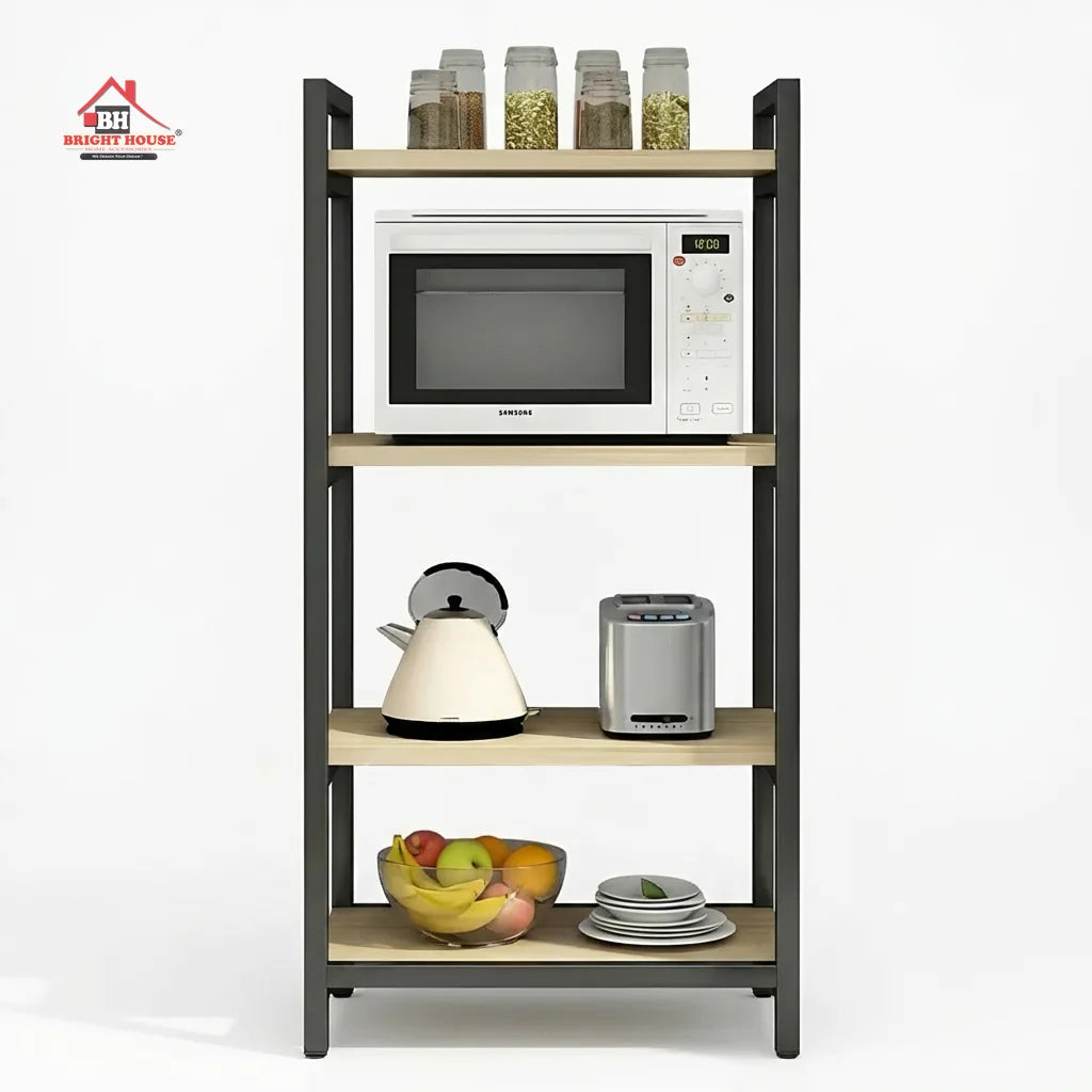Multipurpose Microwave Stand 4 Wooden Layers by Bright House