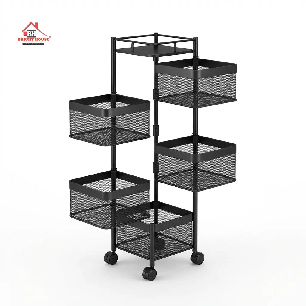 PREMIUM SQUARE 5-4 LAYER METAL TROLLEY BY BRIGHT HOUSE
