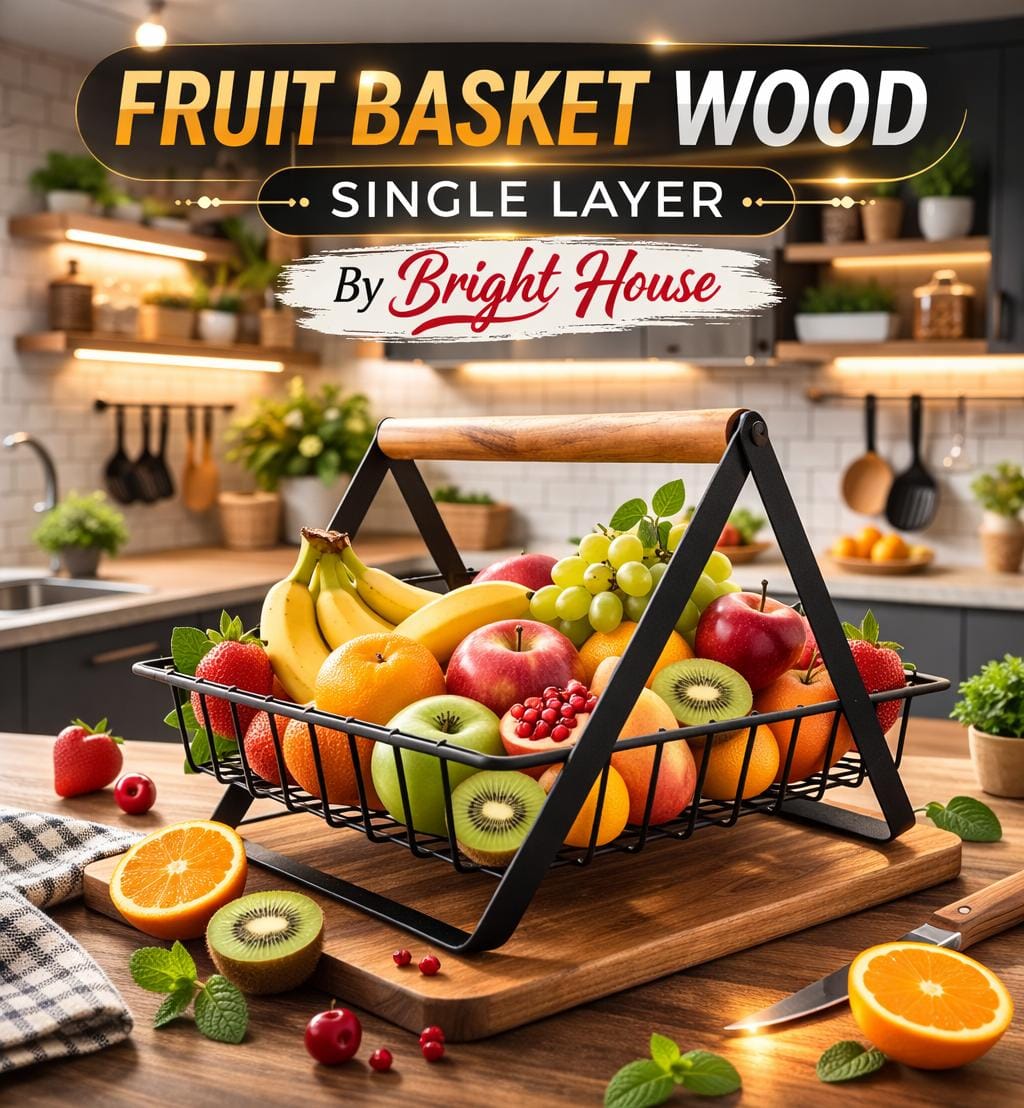 Fruit Basket Wood - Single Layer By Bright House