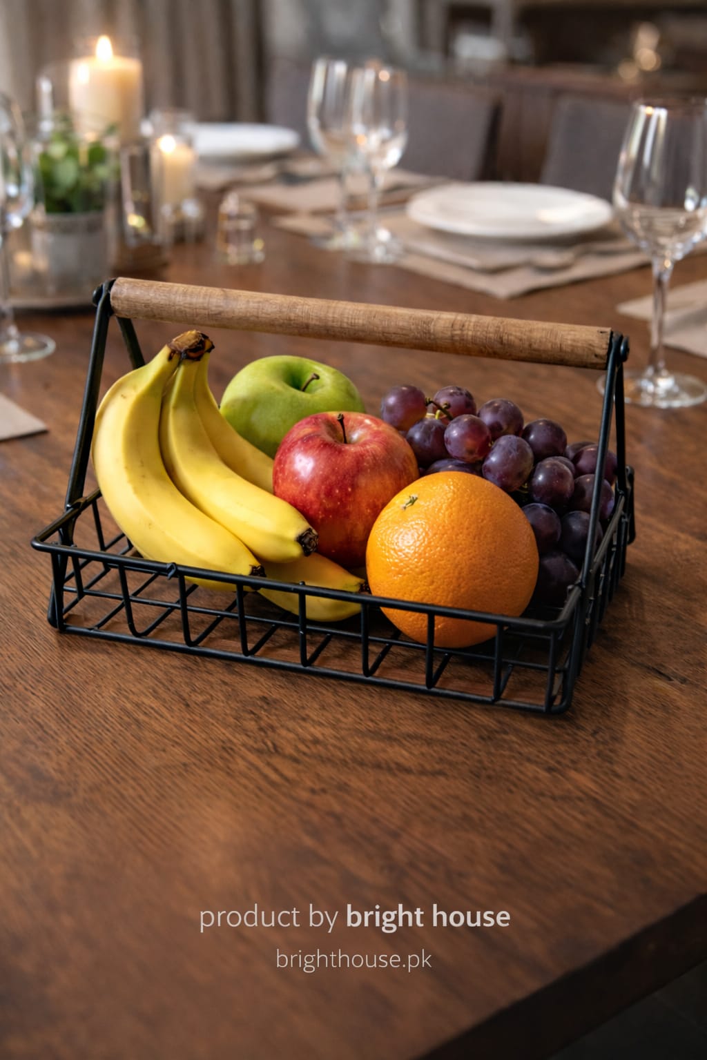 Fruit Basket Wood - Single Layer By Bright House