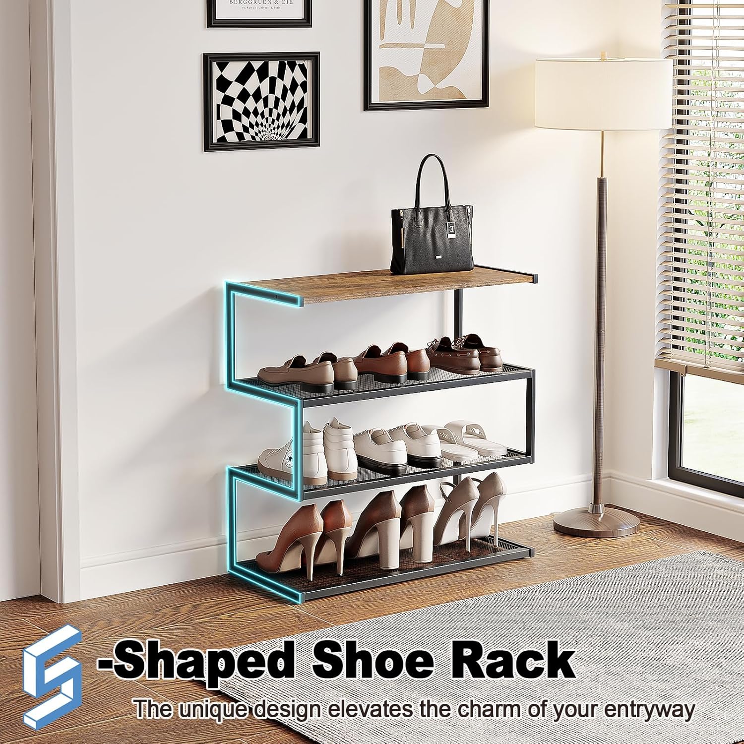 Takosiege Living Lounge Entryway Industrial Shoe Rack