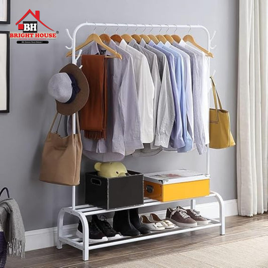 Cloth Hanging Stand Boutique Hanger Hanging Stand Double Pole For home/house/Garments shop/Cloth Rack with heavy gauge pipe good quality