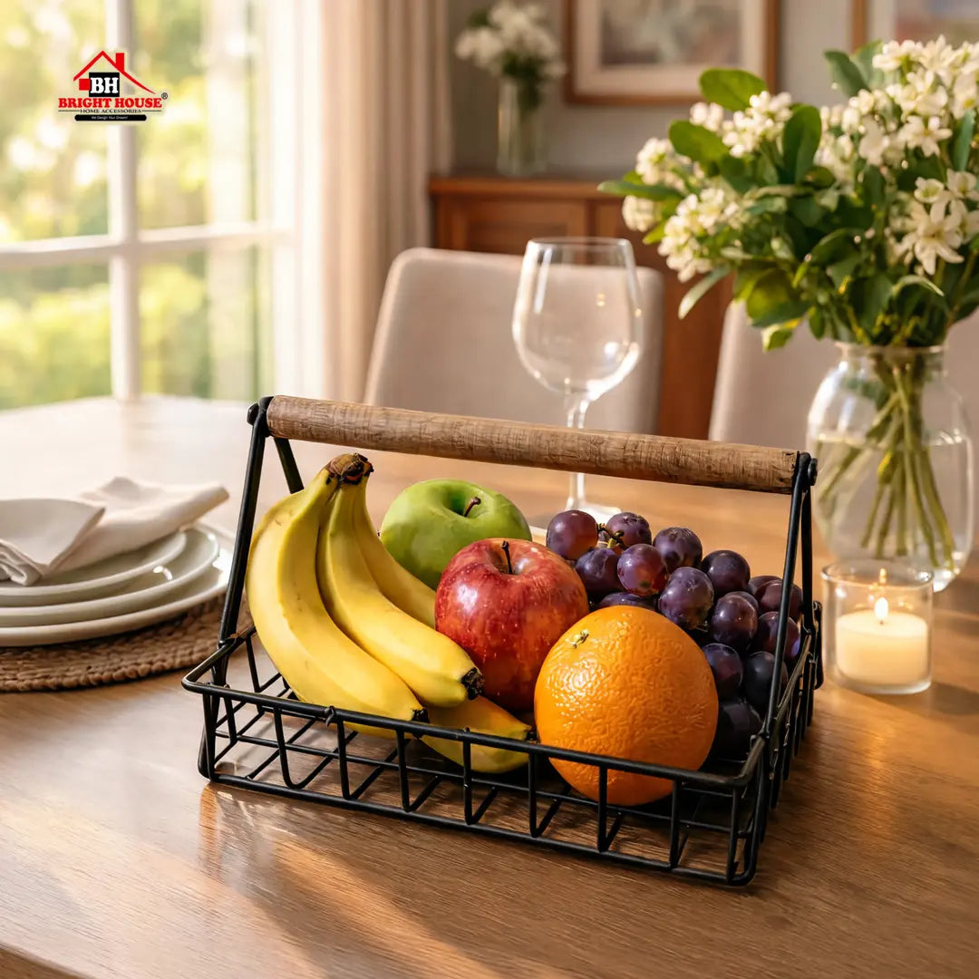 Fruit Basket Wood - Single Layer By Bright House