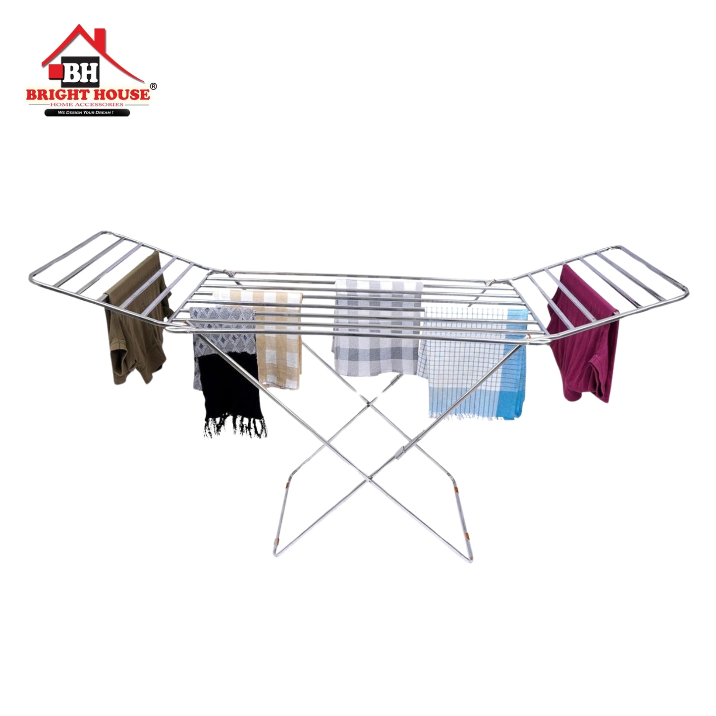 Best Quality  Cloth Drying Stand Folding Cloth Stand Cloth Hanging stands Drying Rack Thick Rods Not Wire By Bright House