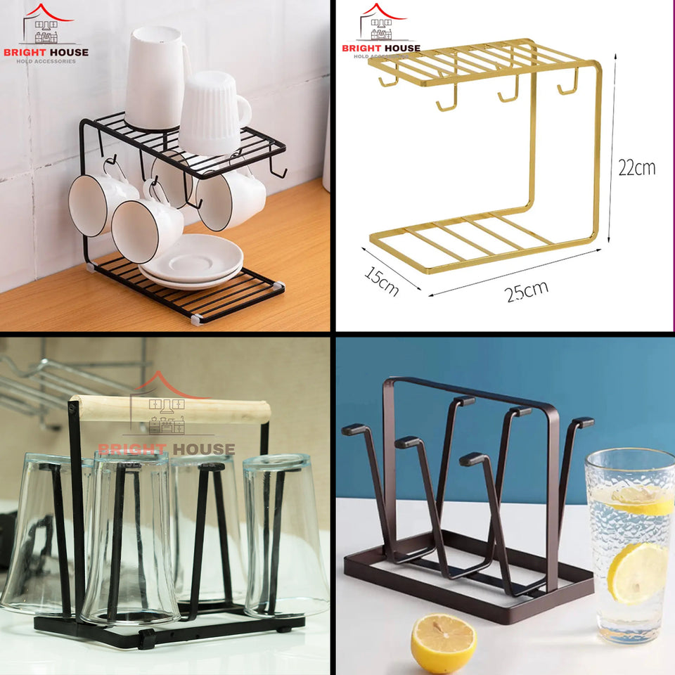 Elegant Drinkware Display Duo (coffee cup+ Glass stand) by Bright house