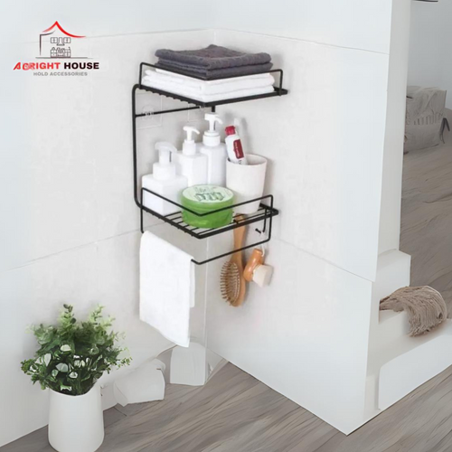 Bathroom Corner Shelf with Towel Hanger by Bright House Bright House