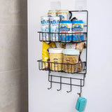 Bathroom Double Layer Shelf with Hooks by Bright House Bright House