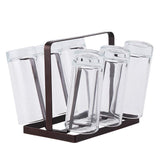 Glass Stand with Stylish Wooden Touch by Bright House Bright House