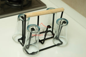 Glass Stand with Stylish Wooden Touch by Bright House Bright House