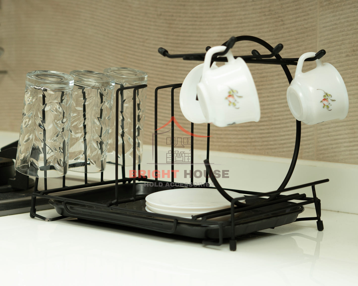 6 Glasses & Mug Stand Holder, Kitchen Organiser best quality product by Bright House.