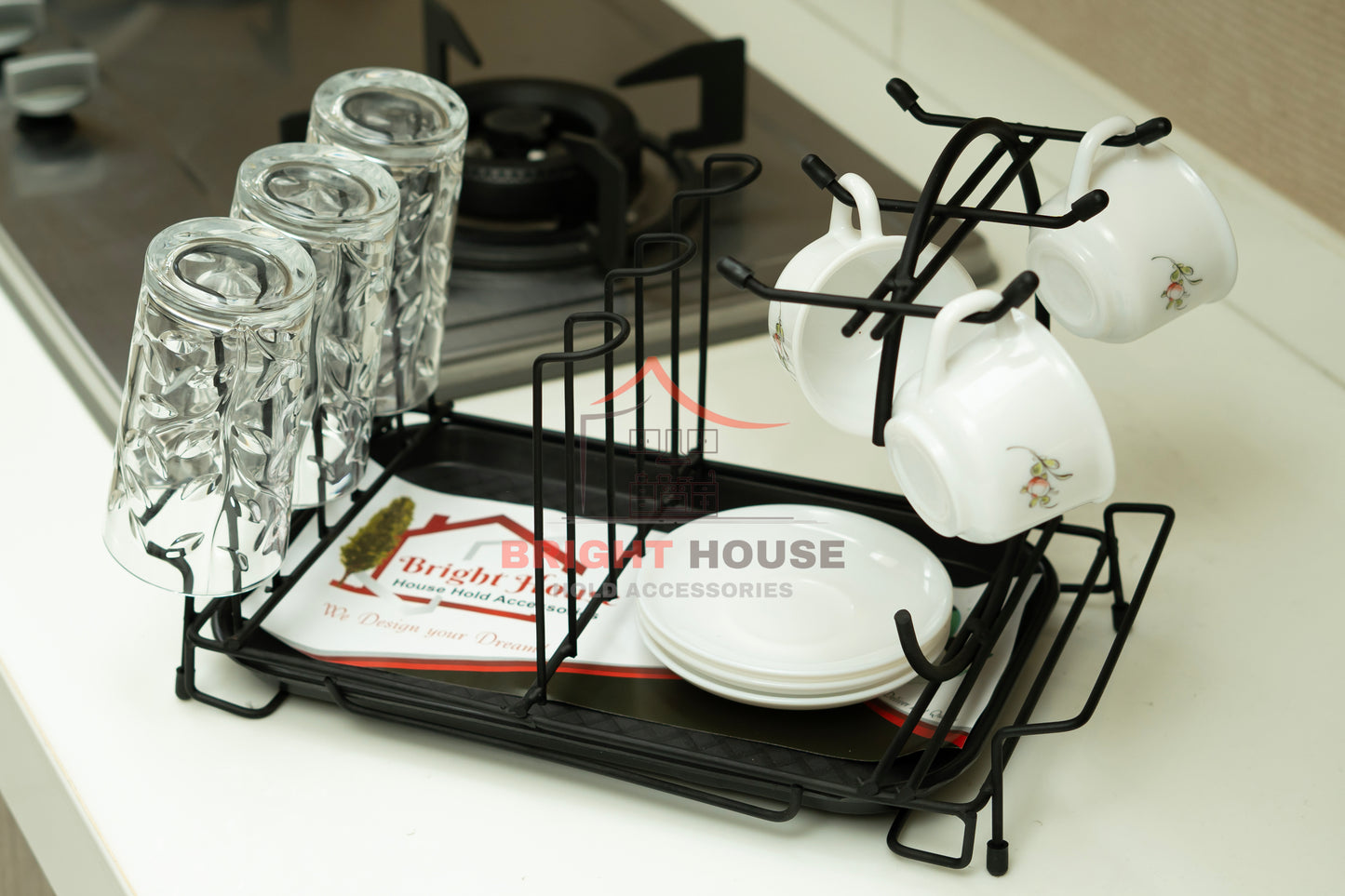 6 Glasses & Mug Stand Holder, Kitchen Organiser best quality product by Bright House.