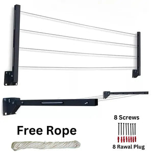 Cloth Drying Stand With Free Rope Foldable Wall Mounted By Bright House.
