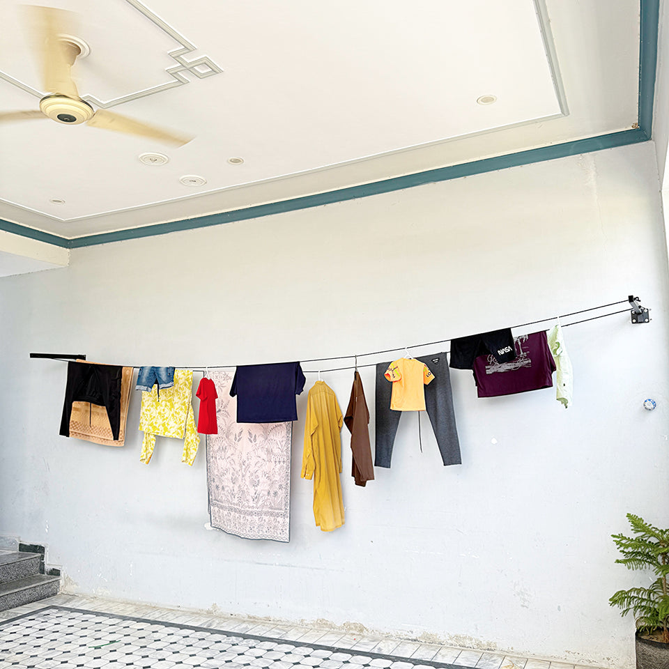 Cloth Drying Stand With Free Rope Foldable Wall Mounted By Bright House.
