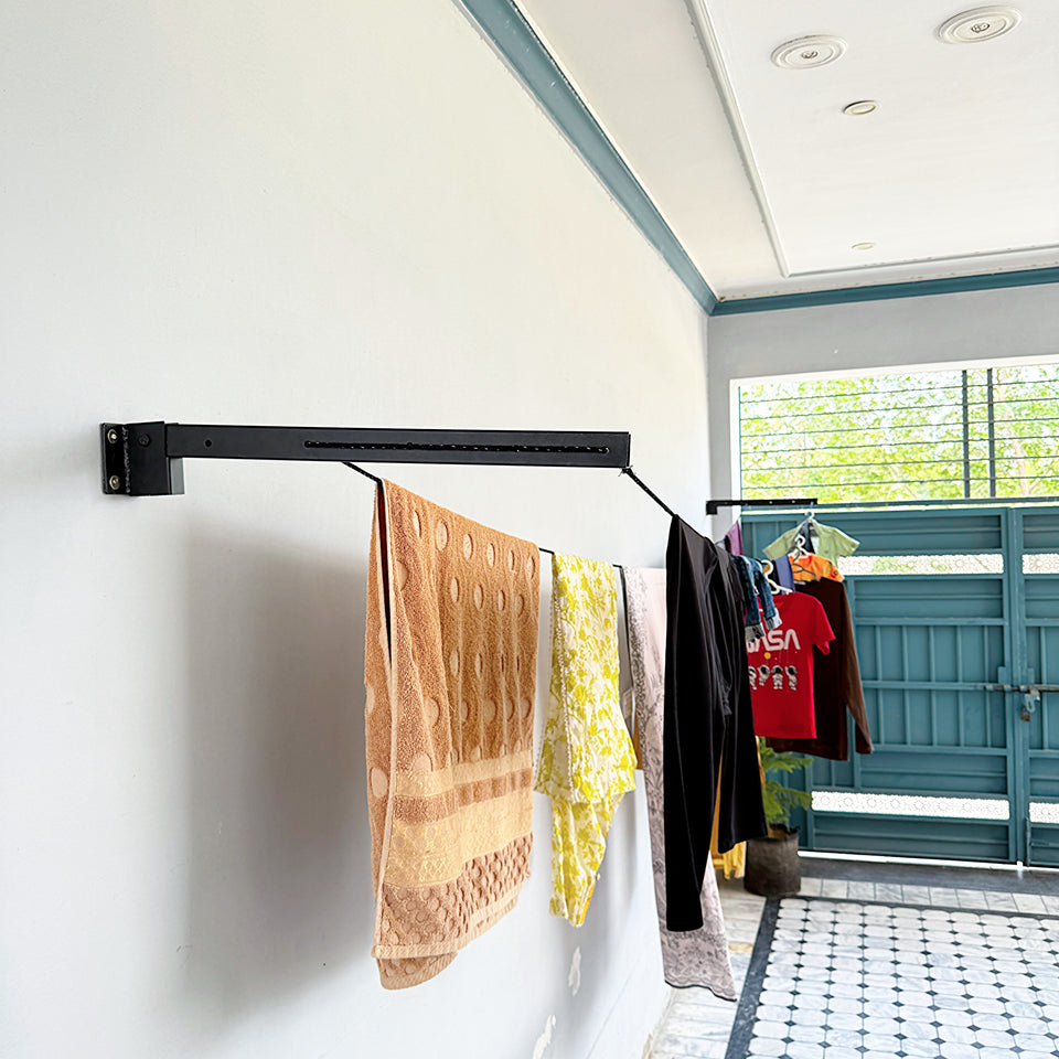 Cloth Drying Stand With Free Rope Foldable Wall Mounted By Bright House.