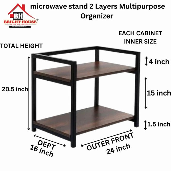 microwave stand 2 Layers Multipurpose Organizer by Bright House measurement guide