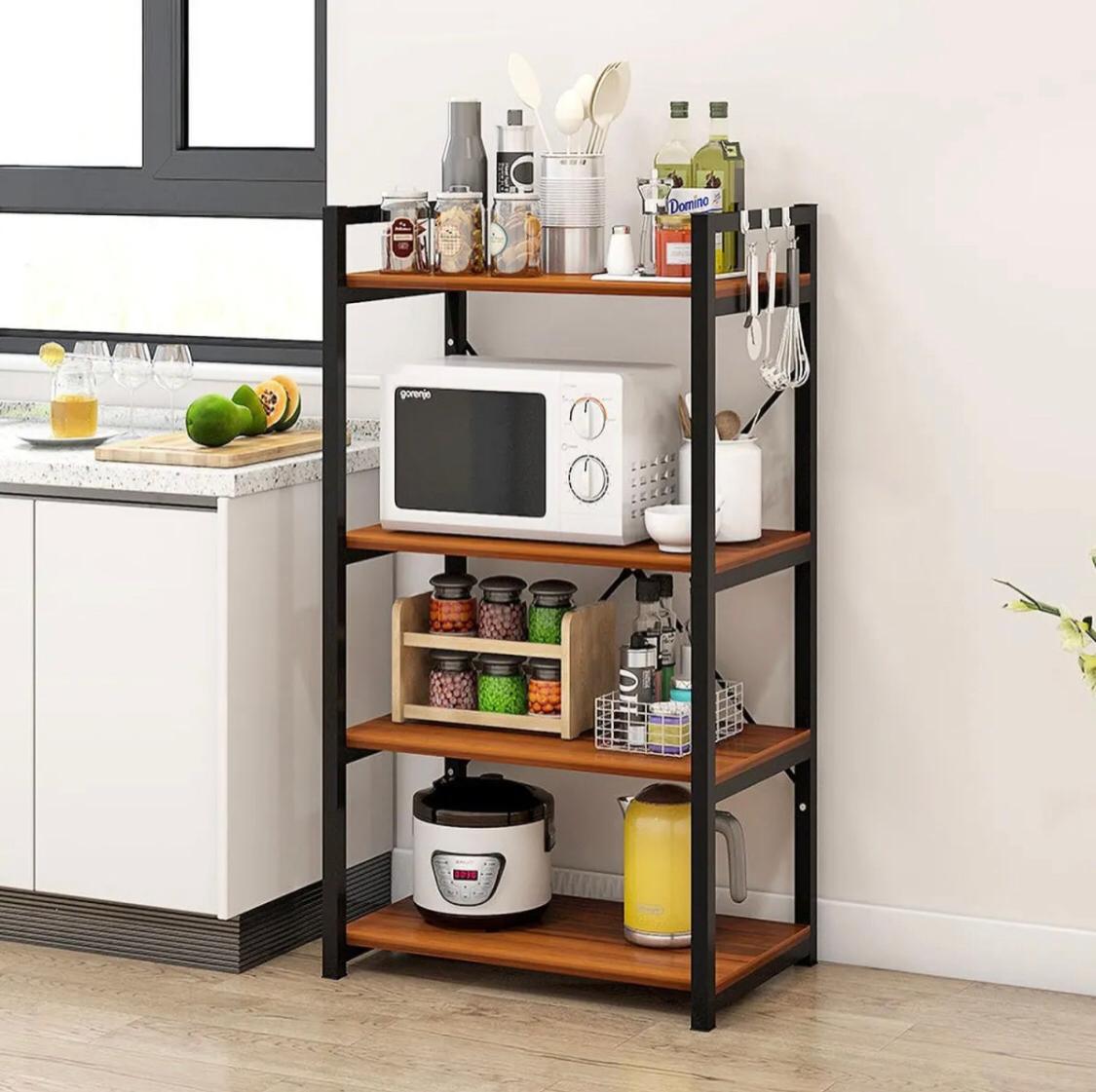 Multipurpose Microwave Stand 4 Wooden Layers by Bright House Bright House