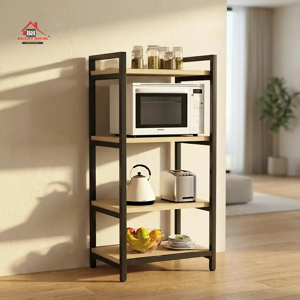 Multipurpose Microwave Stand 4 Wooden Layers by Bright House