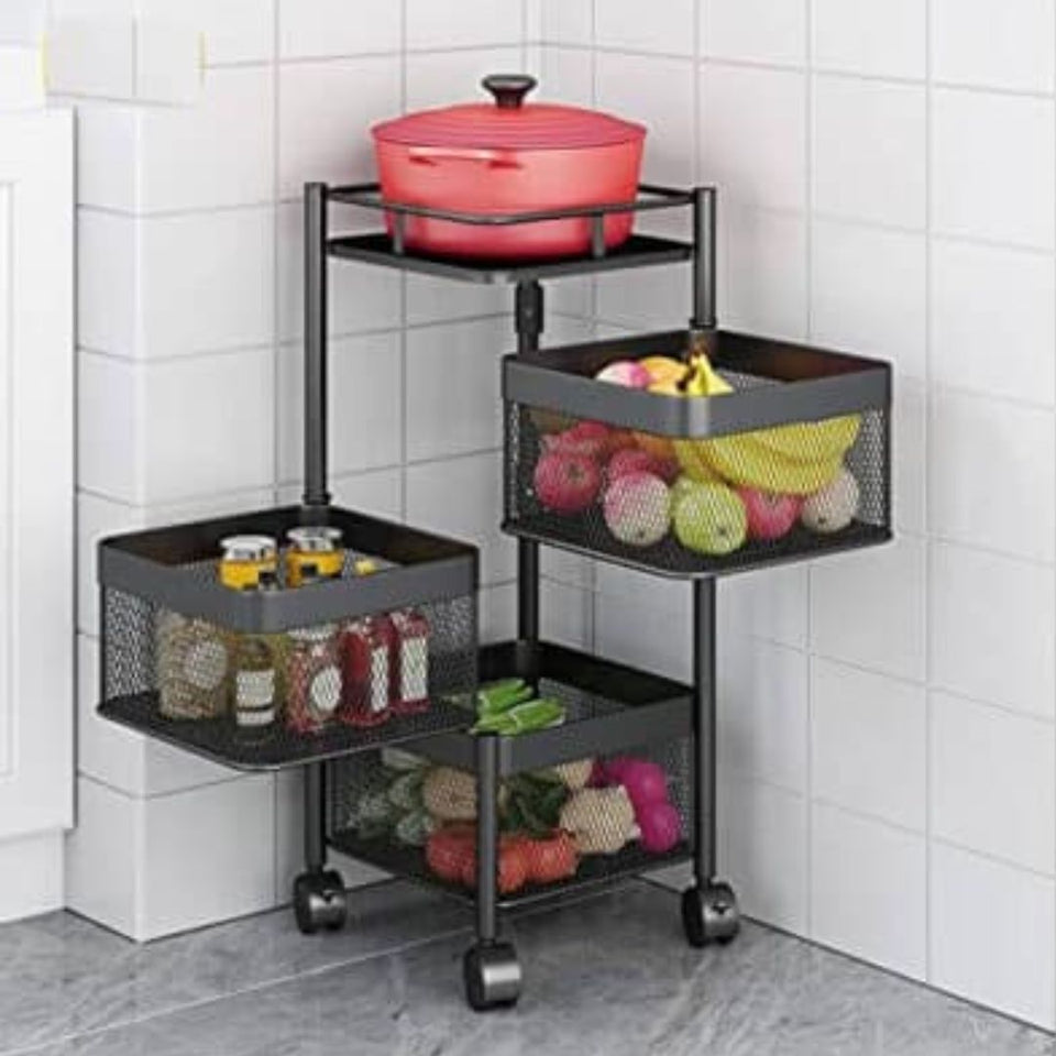 Premium 3 Layers Metal Square Trolley by Bright House Bright House