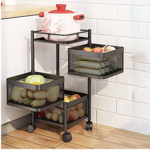 Premium 3 Layers Metal Square Trolley by Bright House Bright House