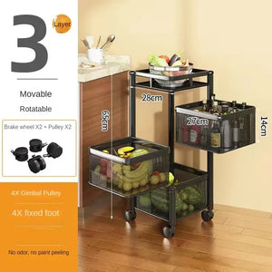 Premium 3 Layers Metal Square Trolley by Bright House Bright House