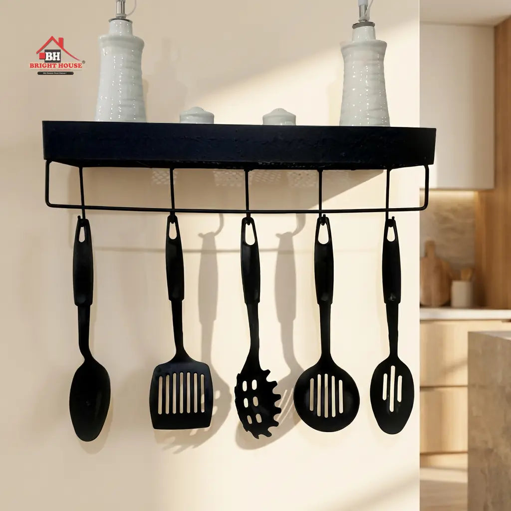 Wall mounted Shelf with 6 Hooks by Bright House