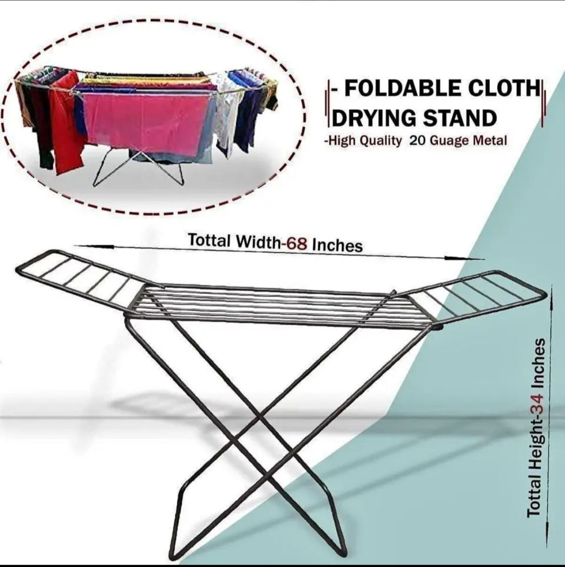 Best Quality  Cloth Drying Stand Folding Cloth Stand Cloth Hanging stands Drying Rack Thick Rods Not Wire By Bright House