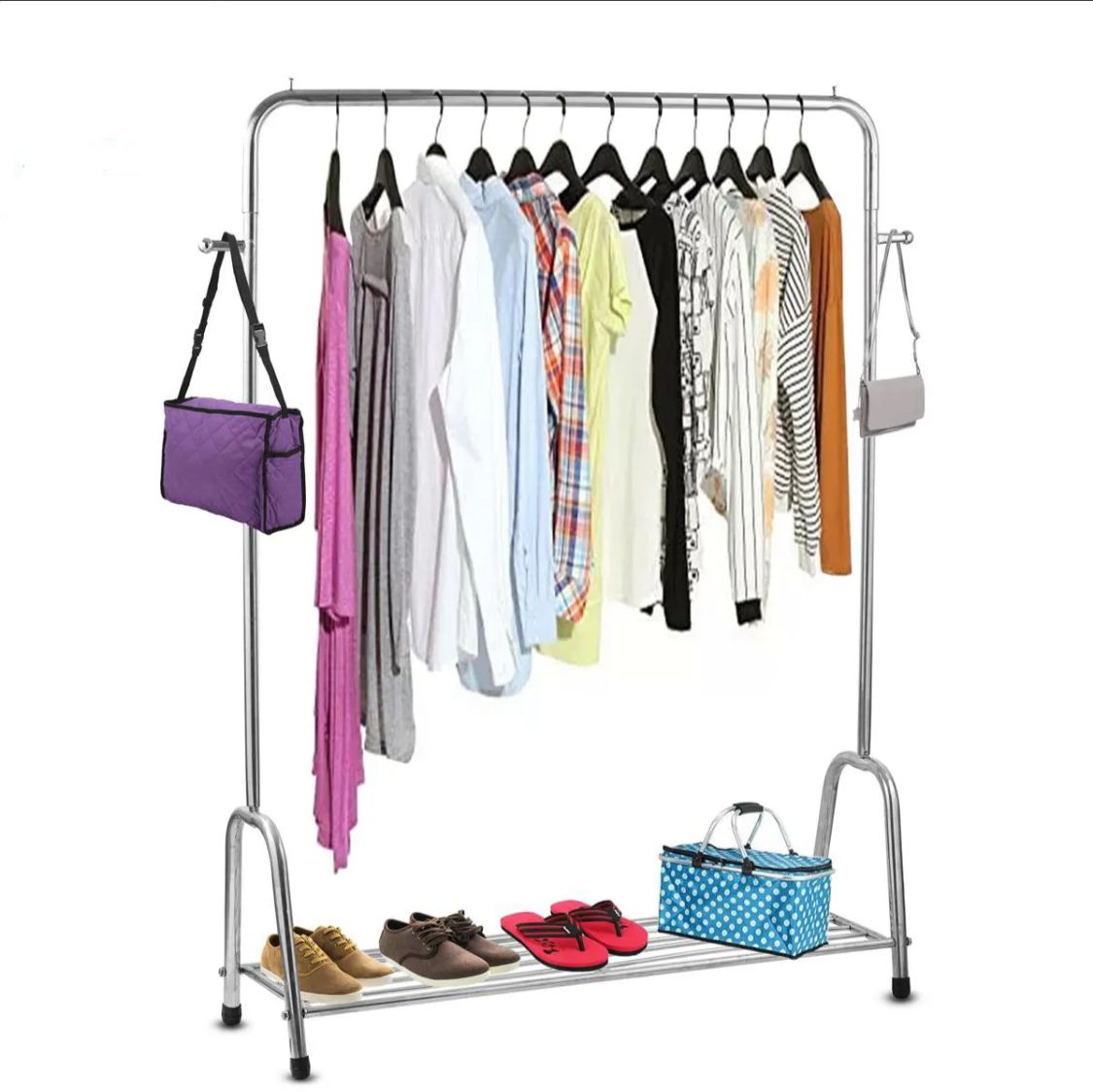 Cloth Hanging Stand Boutique Hanger Hanging Stand Double Pole For home/house/Garments shop/Cloth Rack with heavy gauge pipe good quality