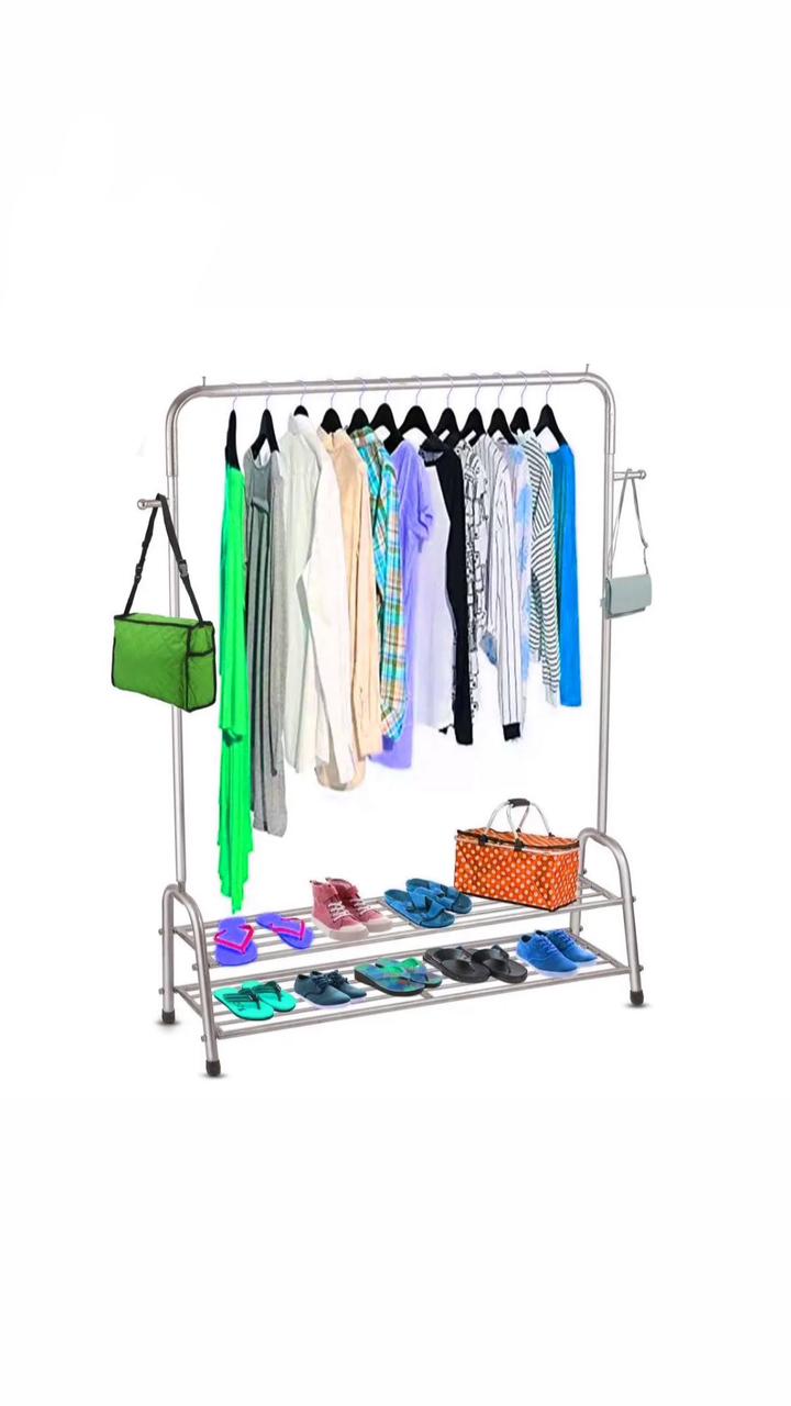 Cloth Hanging Stand Boutique Hanger Hanging Stand Double Pole For home/house/Garments shop/Cloth Rack with heavy gauge pipe good quality