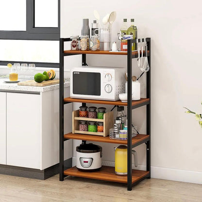 Kitchen Storage Shelf,Microwave Stand,Kitchen Storage Rack, Large Capacity, Does Not Take Up Space, Multi-Functional Floor-Standing Multi-Layer Storage Rack 60×38×120cm Blackwalnut