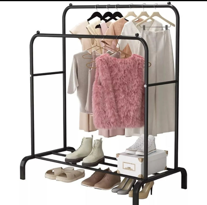 Double Pole Cloth Hanging Stand x Single Shoe Rack by bright house