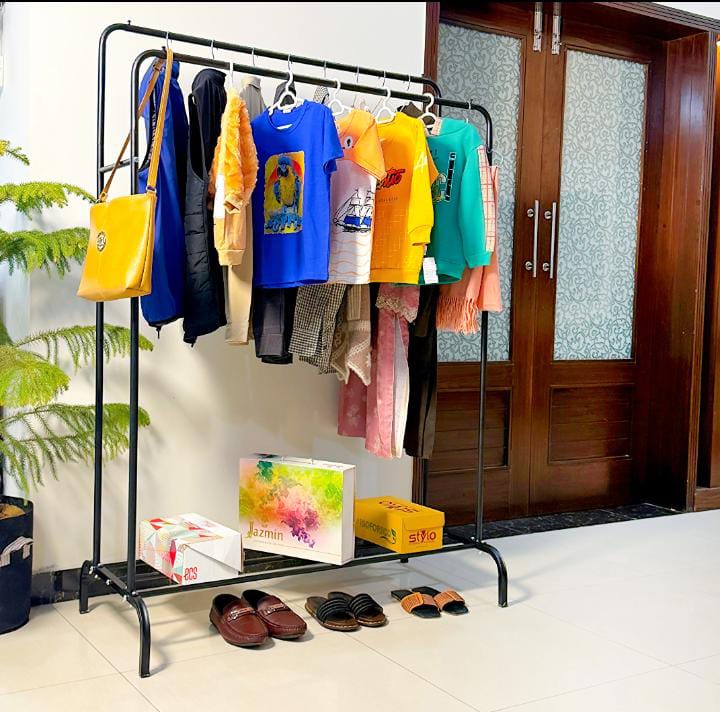 Double Pole Cloth Hanging Stand x Single Shoe Rack by bright house