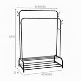 Dual Pole Metal Clothes Stand by Bright House With Dual Shoe Tiers