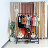 Dual Pole Metal Clothes Stand by Bright House With Dual Shoe Tiers