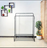 Dual Pole Metal Clothes Stand by Bright House With Dual Shoe Tiers