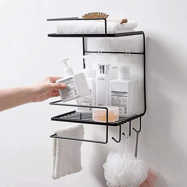 Bathroom Corner Shelf with Towel Hanger by Bright House