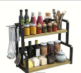 Spice rack 2 Layers Wood Multipurpose Organizer by Bright House