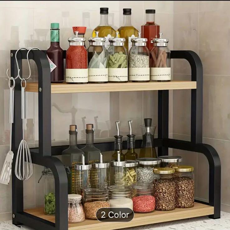 Spice rack 2 Layers Wood Multipurpose Organizer by Bright House