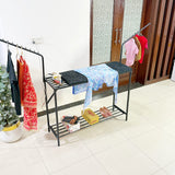 3 in 1 Foldable Iron & Cloth Hanging Stand With Shoes Rack by Bright house