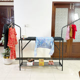 3 in 1 Foldable Iron & Cloth Hanging Stand With Shoes Rack by Bright house