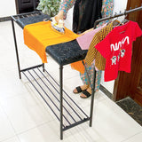 3 in 1 Foldable Iron & Cloth Hanging Stand With Shoes Rack by Bright house