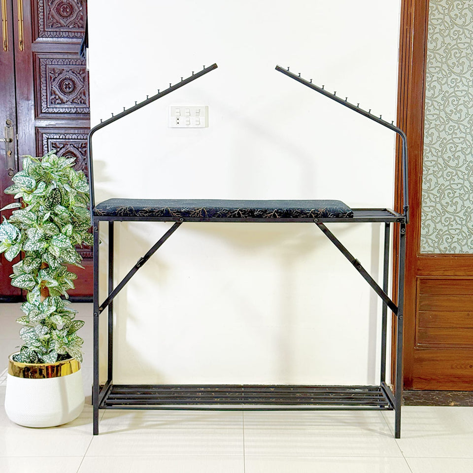 3 in 1 Foldable Iron & Cloth Hanging Stand With Shoes Rack by Bright house