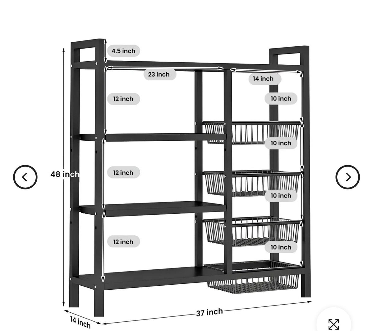 Kitchen Utility Rack With Baskets by Bright House