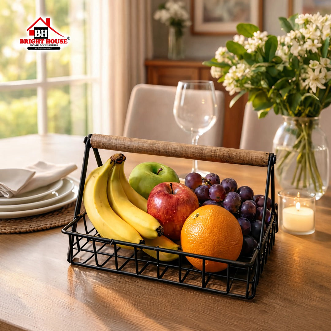 Fruit Basket Wood - Single Layer By Bright House