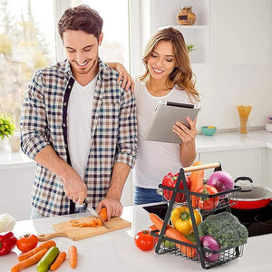 Wooden Handle Counter Top 2 Layers fruit and vegetable Stand by Bright House Bright House