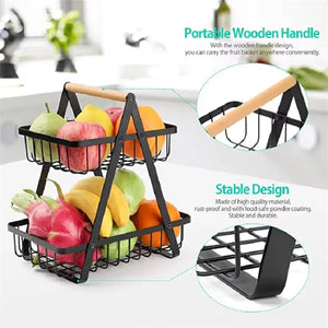 Wooden Handle Counter Top 2 Layers fruit and vegetable Stand by Bright House Bright House