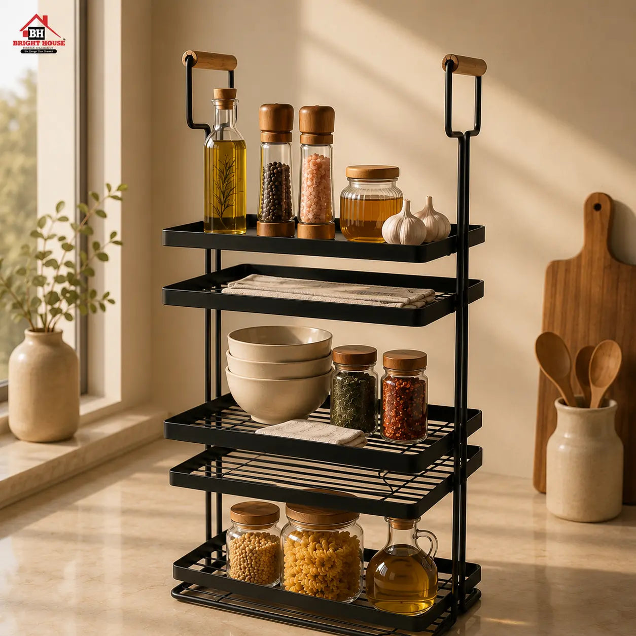 Multi tiers space saving organizer for kitchen and Washroom, Kitchen storage Rack