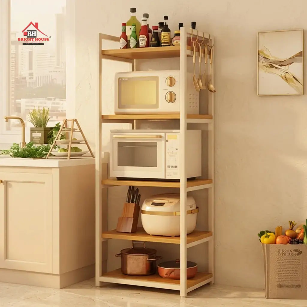 Microwave Stand 5 Layers Wood Multipurpose Organizer by Bright House